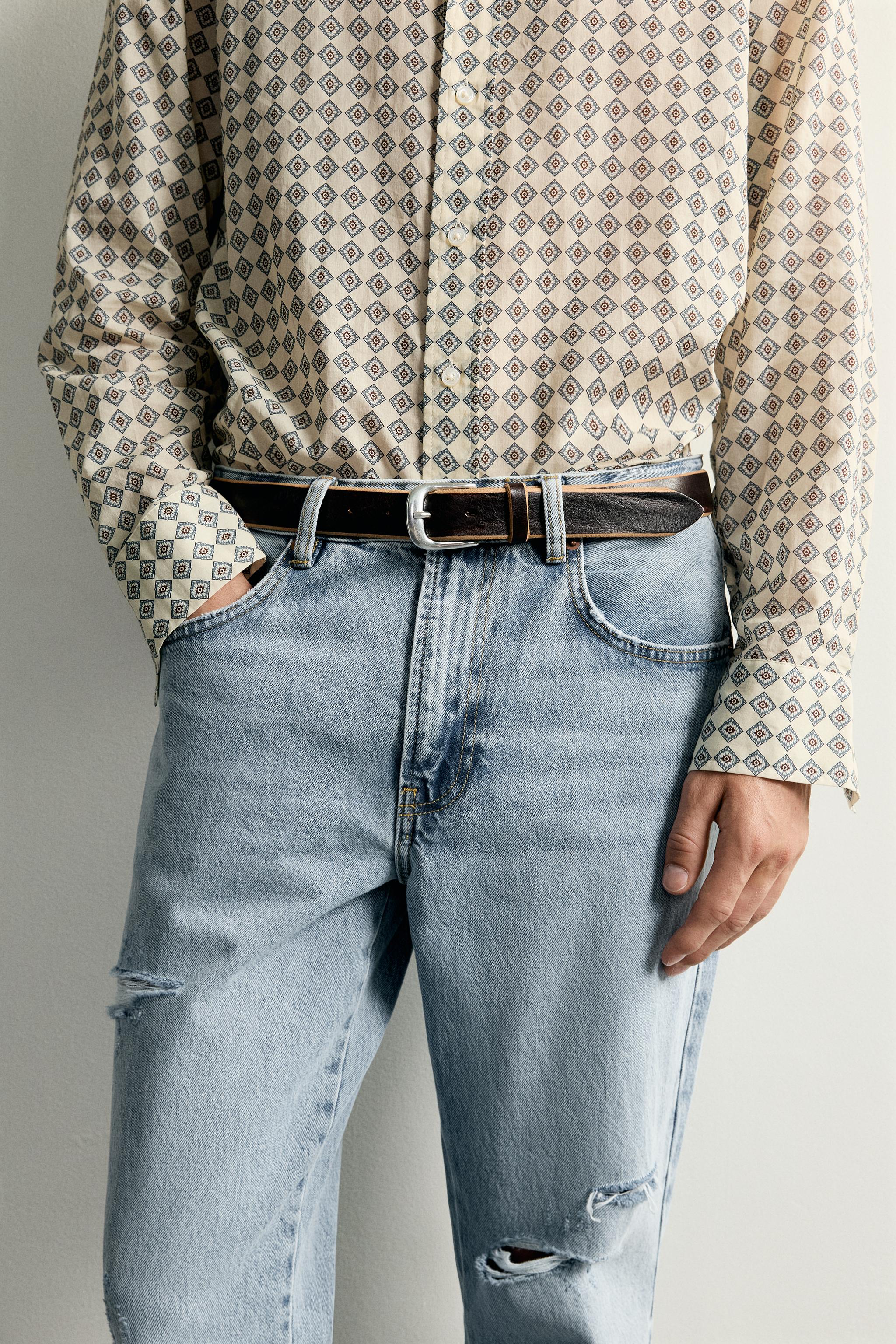 CONTRAST LEATHER BELT